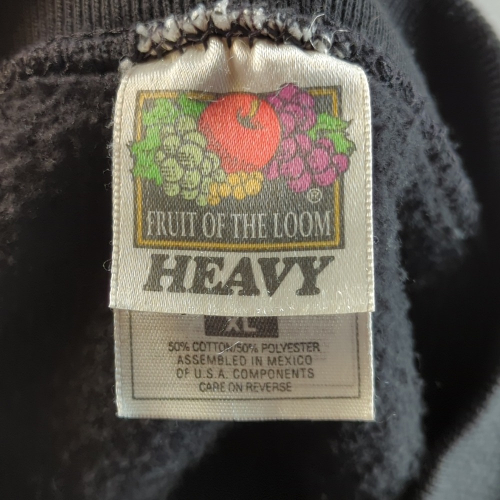 Vintage 90s Fruit of the Loom Wolves Sweatshirt Mens XL Black Moon Graphic - Picture 4 of 10